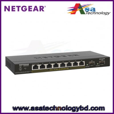 NETGEAR 8-Port Gigabit Ethernet PoE+ Smart Managed Pro Switch with 2 Dedicated SFP Ports (55W), GS310TP